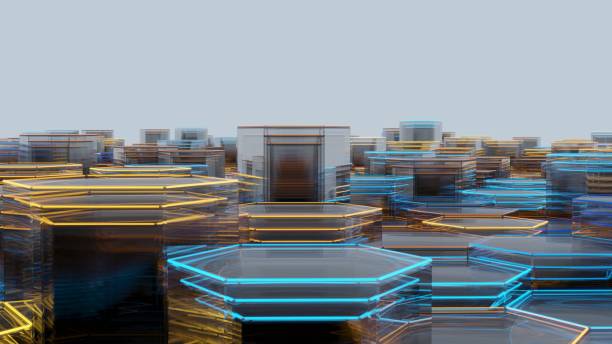 istock Abstract Glass Background of Hexagons. 3D illustration 1201156269