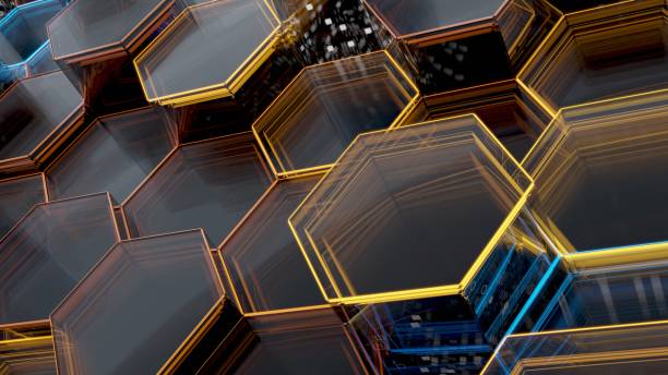 istock Abstract Glass Background of Hexagons. 3D illustration 1201156569