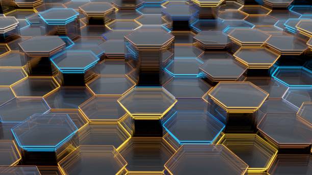 istock Abstract Glass Background of Hexagons. 3D illustration 1201156633