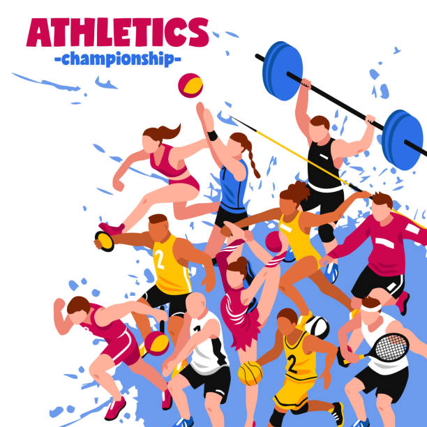 illustrazioni stock, clip art, cartoni animati e icone di tendenza di poster sportivo - athletic event