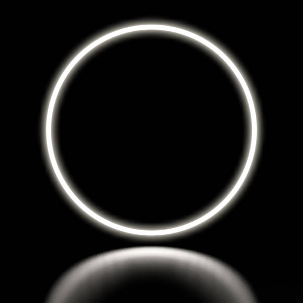 istock Neon white sign on a black background with a black mirror floor 1201157672