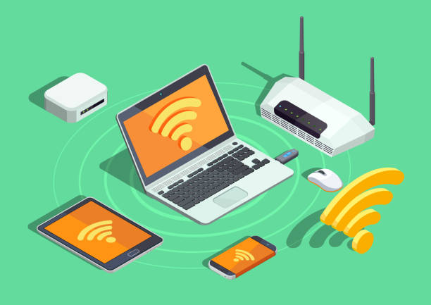 ilustrações de stock, clip art, desenhos animados e ícones de wireless technology isometric 2 - router