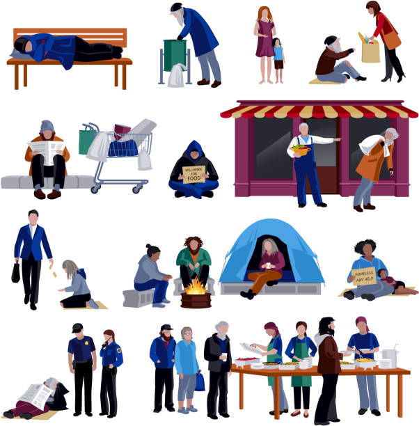 ilustraciones, imágenes clip art, dibujos animados e iconos de stock de iconos para personas sin hogar - displaced persons camp illustrations