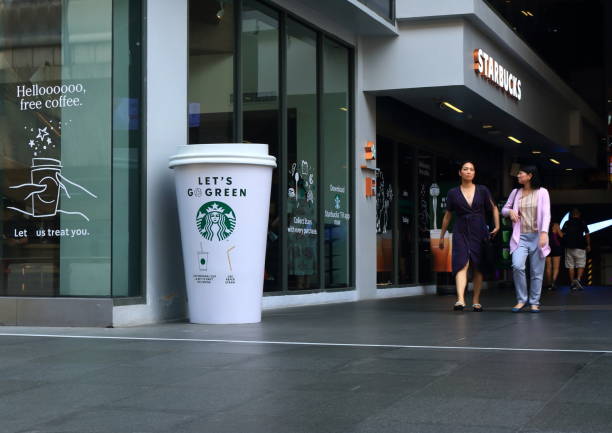 Starbucks go green campaign stock photo