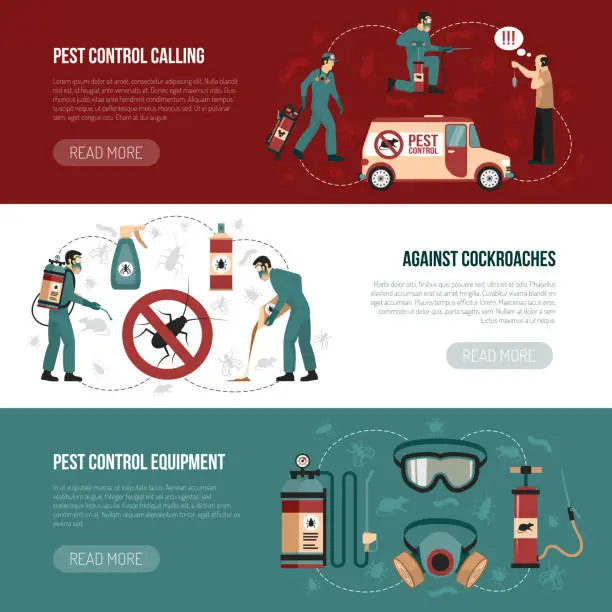 Vector illustration of pest control horizontal banners