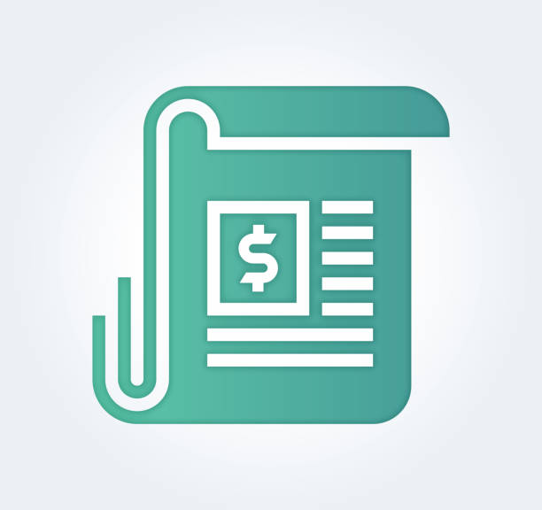 Invoice Processing Gradient Color Papercut Icon Design Invoice processing design with gradient fill painted by path of the icon. Paper-cut style graphic can also be used as simple vector template for silhouette illustrations. tax silhouettes stock illustrations