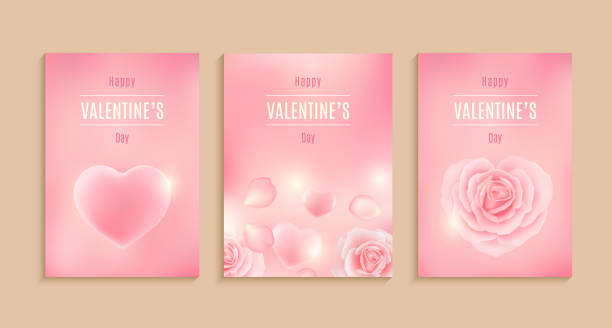 Collection of Valentines day card, flyer templates. Label, banner design set. vector art illustration