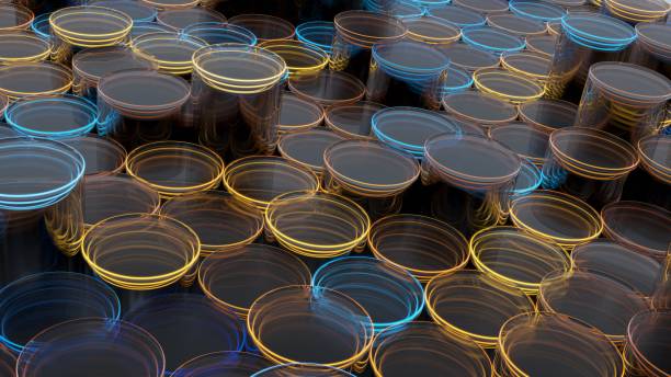 istock Abstract background of glass cylinders with luminous edges 1201164749