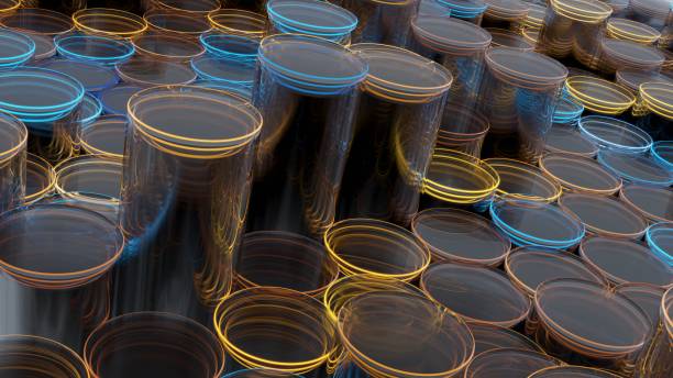 istock Abstract background of glass cylinders with luminous edges 1201164777