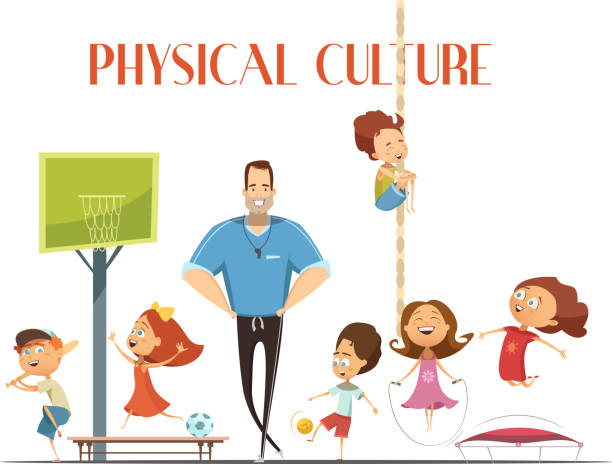 ilustra�ções, clipart, desenhos animados e ícones de escola esportiva crianças - people recreational pursuit exercising physical activity