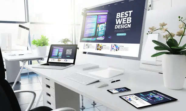 Photo of office responsive devices web design website