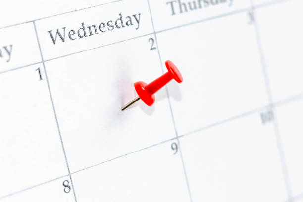 Mark on calendar at 2, 2019, wednesday. Save the date. Concept time management