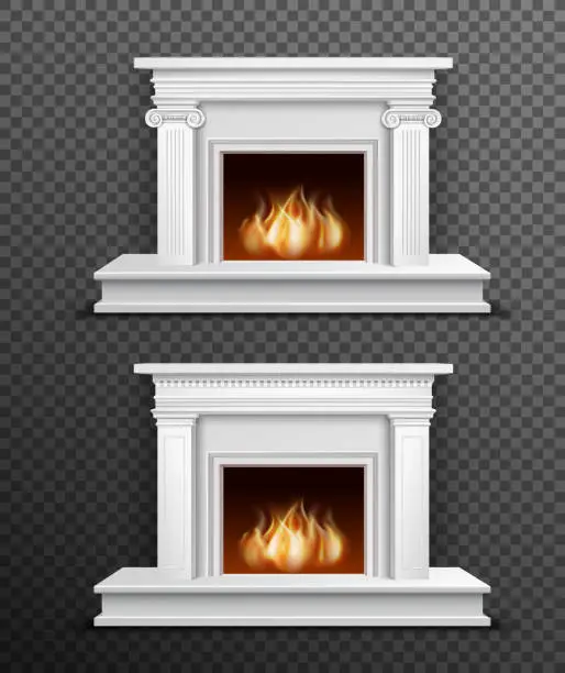 Vector illustration of fireplace on transparent background