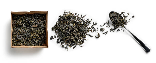 istock Green tea on a white background. The view from the top 1201167944