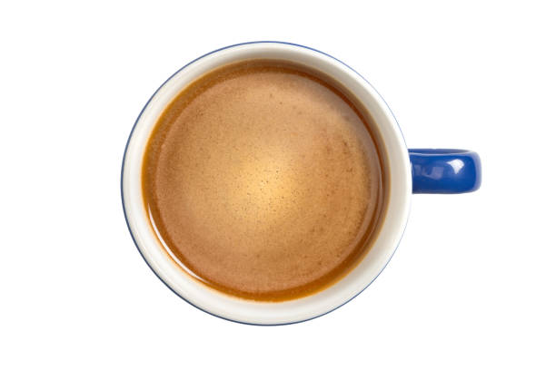 istock Blue coffee cup. View from above. Isolated on white background 1201167967