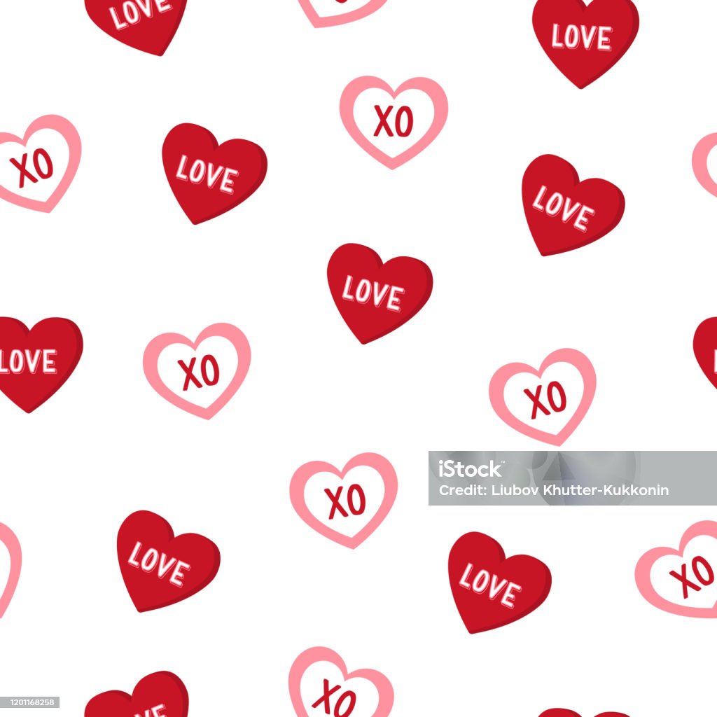 Cute Hand Drawn Hearts Seamless Pattern Love Xoxo Hand Lettering Doodle  Hearts Background Valentines Day Card Romantic Wallpaper Design With Symbol  Of Love Vector Illustration Stock Illustration - Download Image Now - iStock