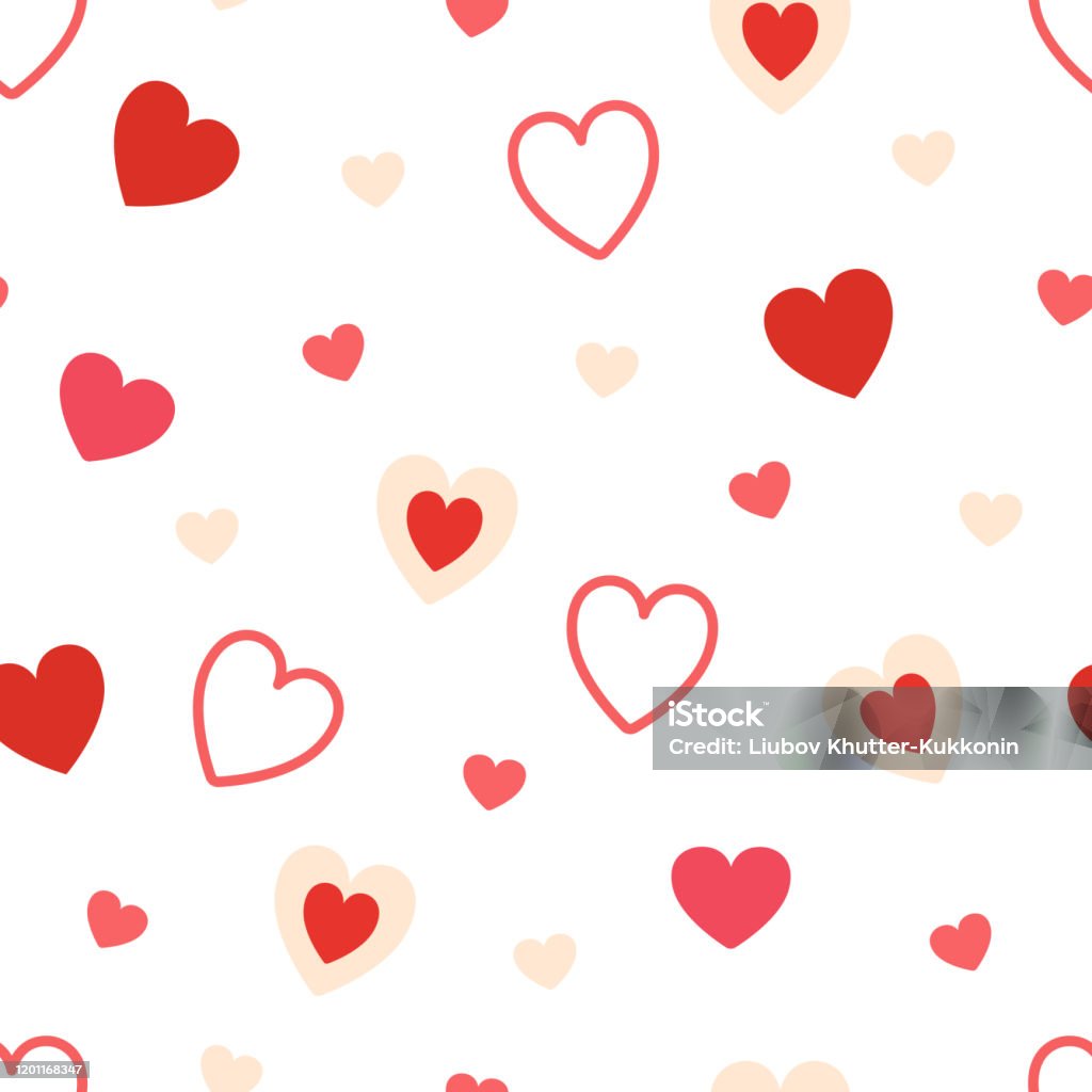 Heart Pattern On White Background Hearts Design Element Valentines Day  Texture Bright Doodle Heart Confetti Romantic Wallpaper Design With Symbol  Of Love Vector Illustration Stock Illustration - Download Image Now - iStock