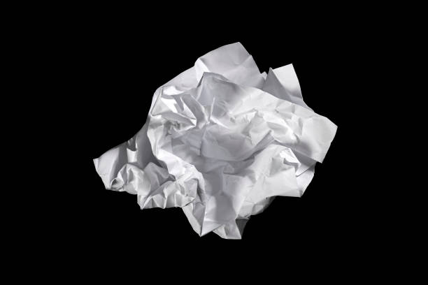 crumpled paper isolated on a black background - napkin black blank ideas imagens e fotografias de stock