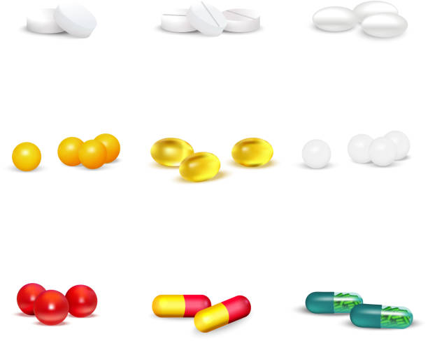 таблетки набор - capsule pill medicine red stock illustrations