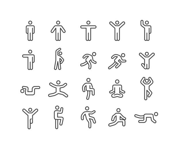 Action Icons - Classic Line Series Action, motion, people, human arm stock illustrations