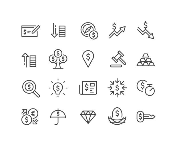 Finance and Money - Icons - Classic Line Series Finance, Money, golden nest egg taxes stock illustrations