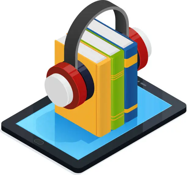 Vector illustration of audio books online