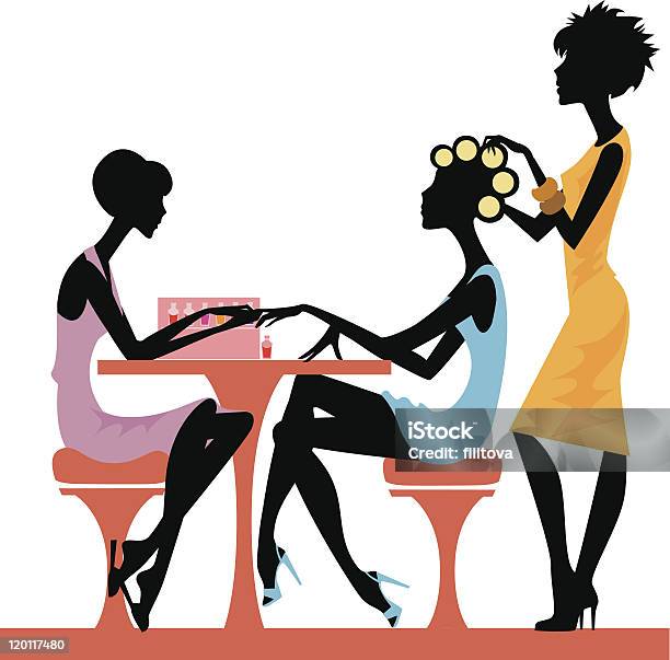 Silhouette Women In A Beauty Salon Stock Illustration - Download Image Now - Adult, Beautiful People, Beauty