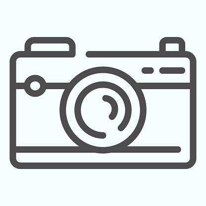 Camera line icon. Device to record photo vector illustration isolated on white. Photo camera outline style design, designed for web and app. Eps 10