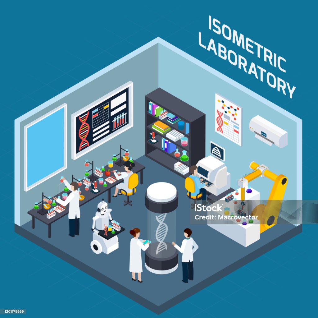 Isometric Labortory Building Laboratory Isometric Interior Stock Illustration - Download Image Now ...