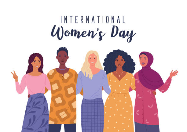 ilustrações de stock, clip art, desenhos animados e ícones de international women's day. - women white background caucasian isolated