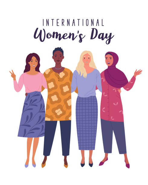 ilustrações de stock, clip art, desenhos animados e ícones de international women's day. - four people illustrations