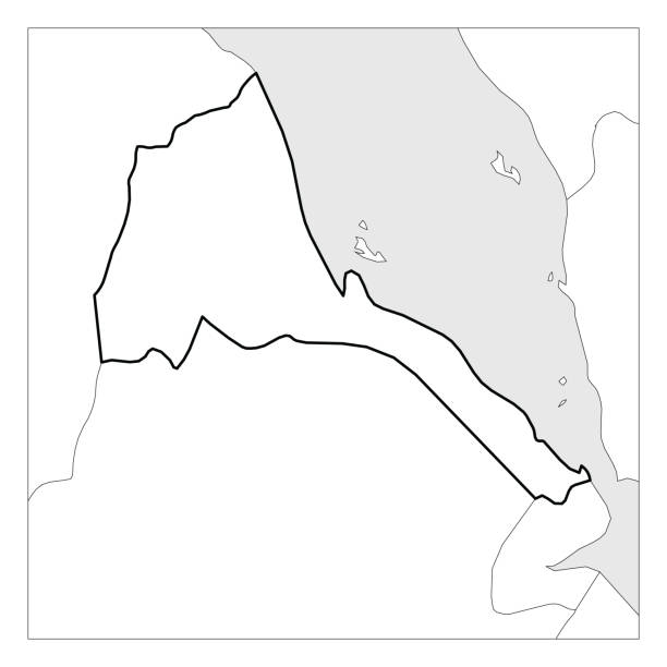 Map of Eritrea black thick outline highlighted with neighbor countries Map of Eritrea black thick outline highlighted with neighbor countries. silhouette of a eritrea stock illustrations