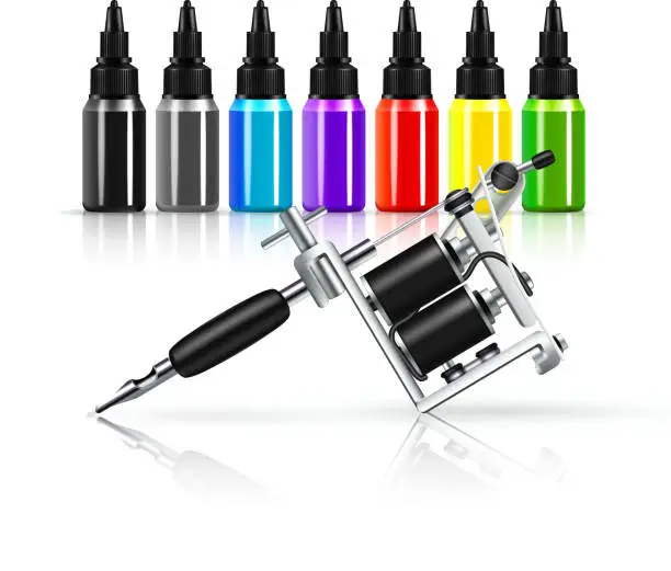 Vector illustration of tattoo machine ink