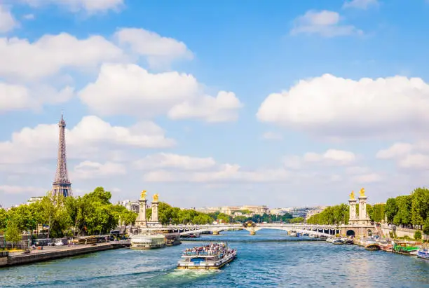Photo of Cityscape of the river Seine in Paris, France.