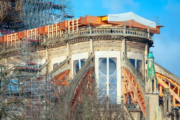 Photo of reconstruction of Notre Dame de Paris