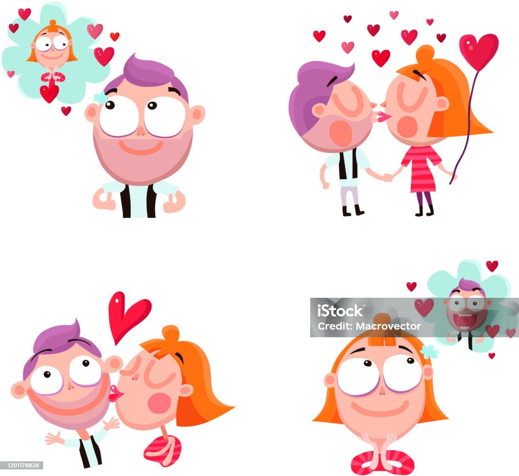 사랑 사람들 스티커 세트 만화에 대한 스톡 벡터 아트 및 기타 이미지 - 만화, 커플, 유머 - iStock