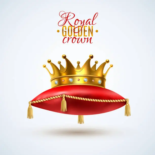 Vector illustration of royal crown red pillows