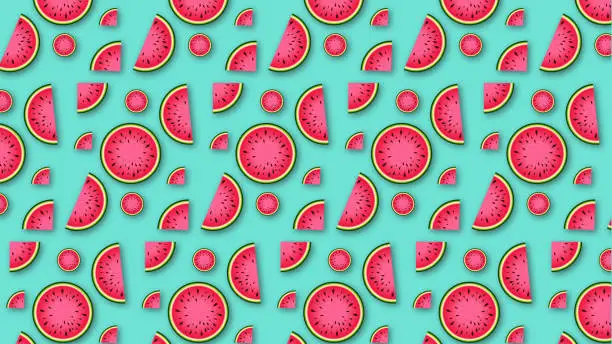Vector illustration of Watermelon pattern and watermelon background