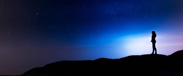 istock Woman on top of the cliff,3d rendering 1201181638