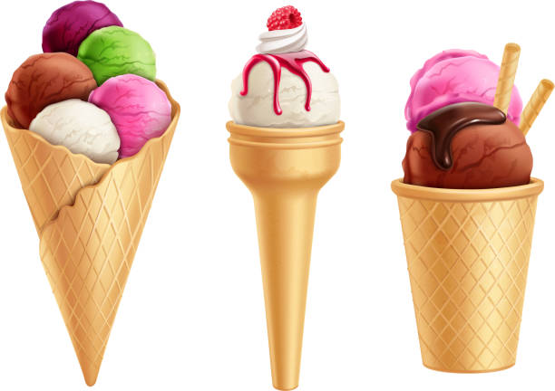 мороженое реалистичные изолированы - sphere dessert seasoning food stock illustrations