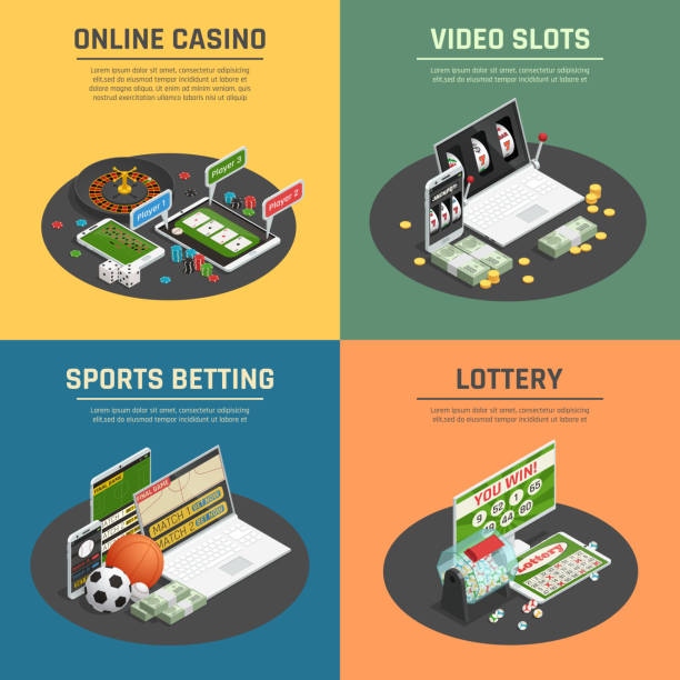 loteria online hazard kasyno izometryczne 2x2 - zakłady bukmacherskie stock illustrations