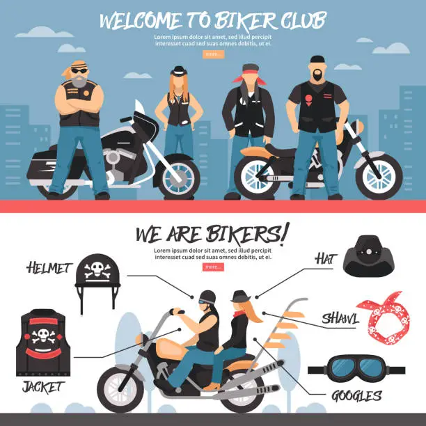 Vector illustration of biker banners