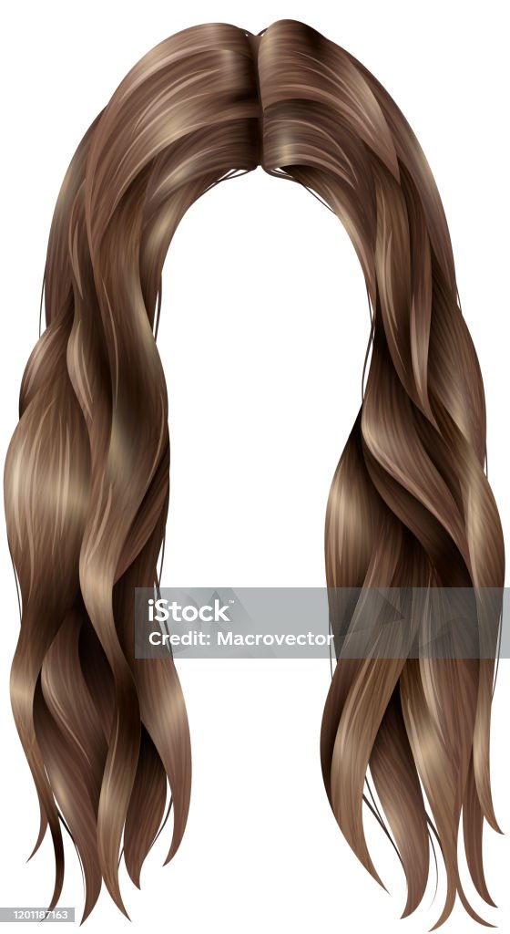Women Trendy Long Hairs Stock Illustration - Download Image Now - Wig,  White Background, Hair Part - iStock