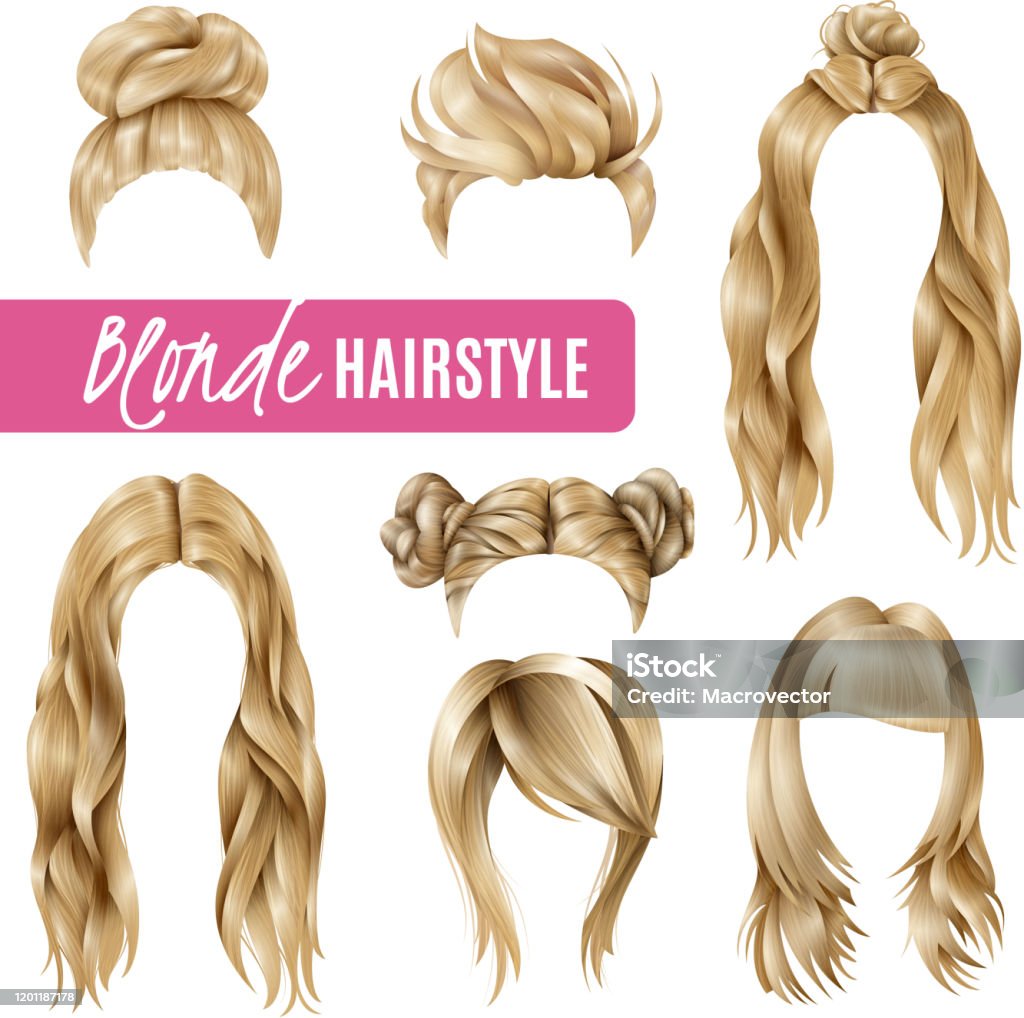 Women Hairstyle Blonde Set Stock Illustration - Download Image Now - Blond  Hair, Wig, Cut Out - iStock
