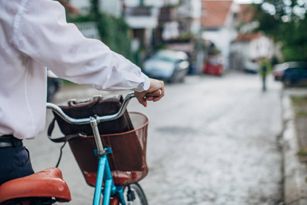 istock Environmental protection, cycling to work and in the rain 1201187658