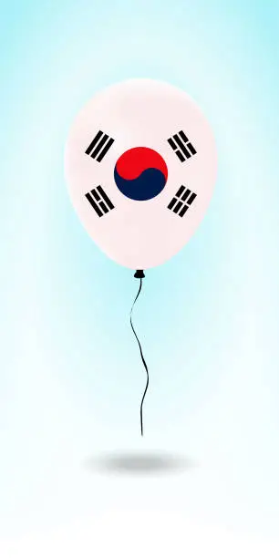 Vector illustration of South Korea balloon with flag.
