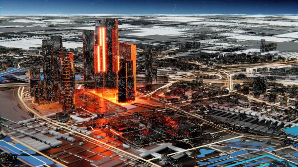 istock Futuristic city against the atmospheric starry sky 1201191032