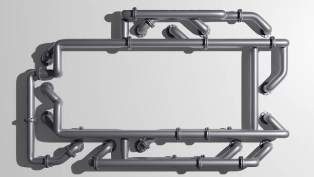 istock Banner with an empty space in the middle is entangled in pipes 1201191906