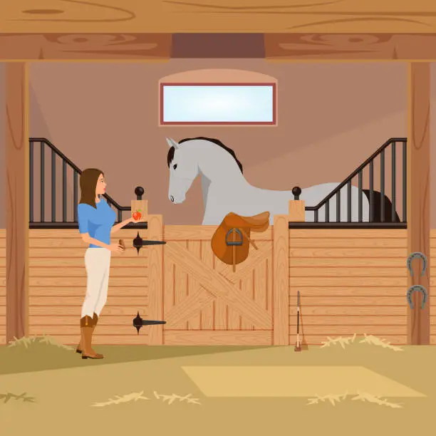 Vector illustration of equestrian sports flat composition