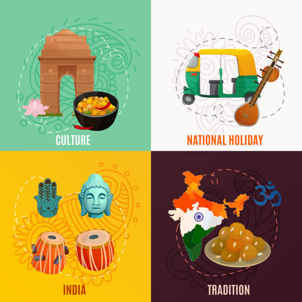 ilustrações, clipart, desenhos animados e ícones de conceito de viagem índia - india map cartoon travel